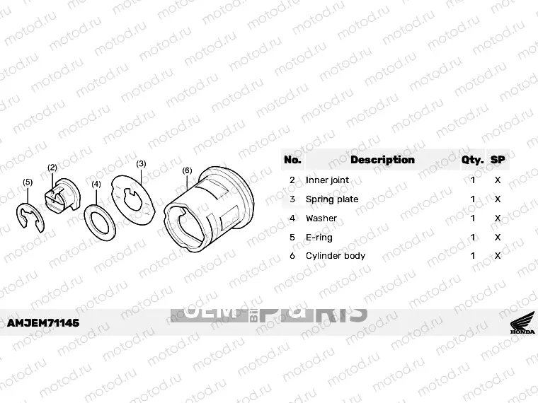 M71-23-15 KIT,1KEY BODY PARTS (WAVE)