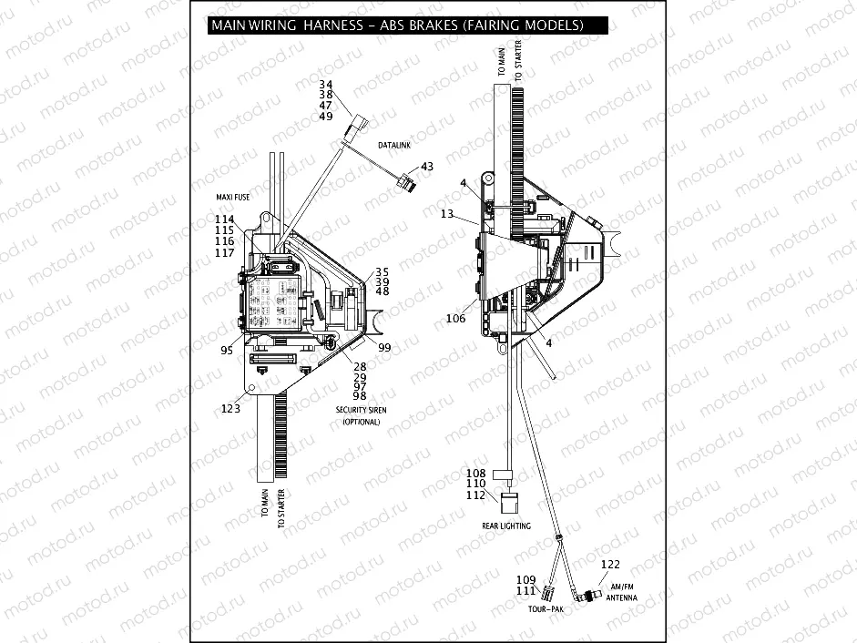 MAIN WIRING HARNESS - ABS BRAKES (FAIRING MODELS) (4 OF 5)