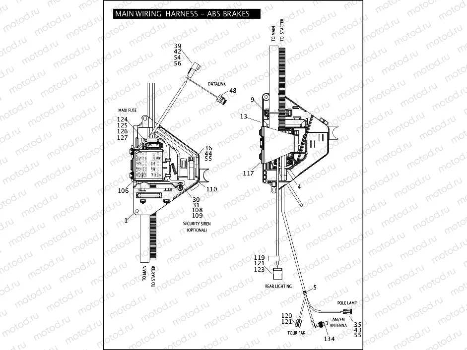 MAIN WIRING HARNESS - ABS BRAKES - FLHTP (4 OF 5)