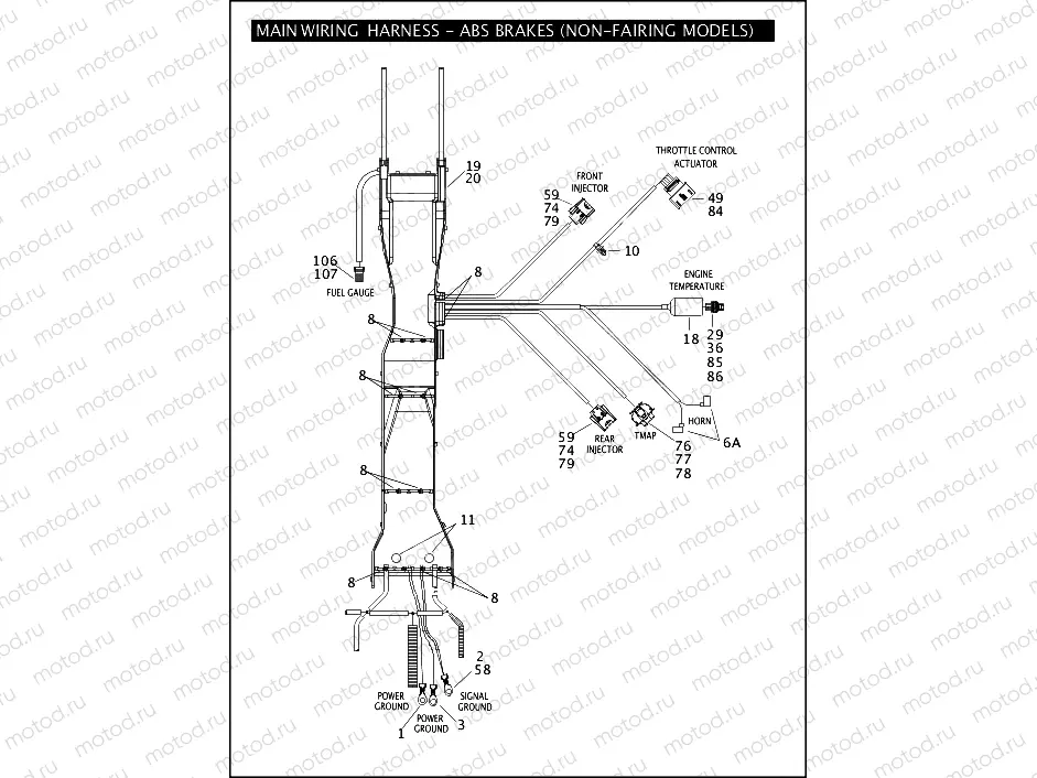 MAIN WIRING HARNESS - ABS BRAKES (NON-FAIRING MODELS) (2 OF 5)