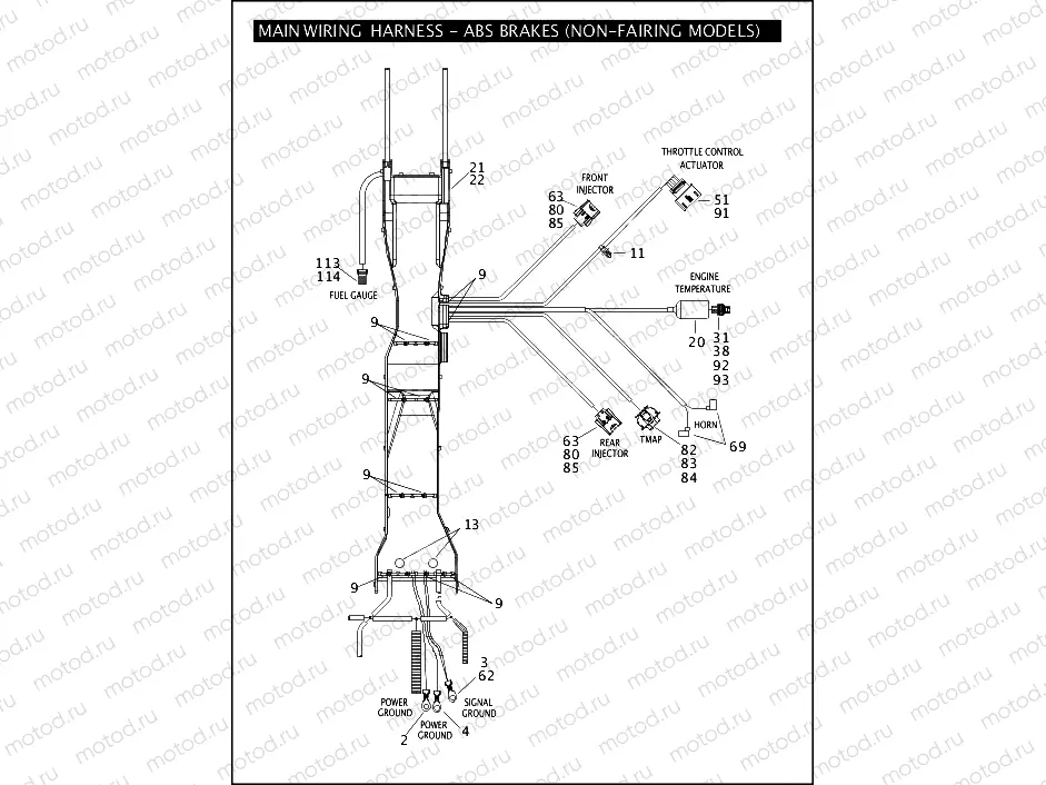 MAIN WIRING HARNESS - ABS BRAKES (NON-FAIRING MODELS) (2 OF 5)