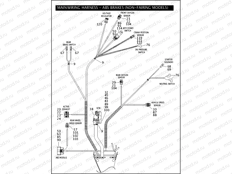 MAIN WIRING HARNESS - ABS BRAKES (NON-FAIRING MODELS) (5 OF 5)