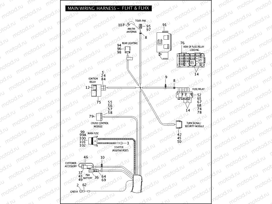 MAIN WIRING HARNESS - FLHT & FLHX (3 OF 3)