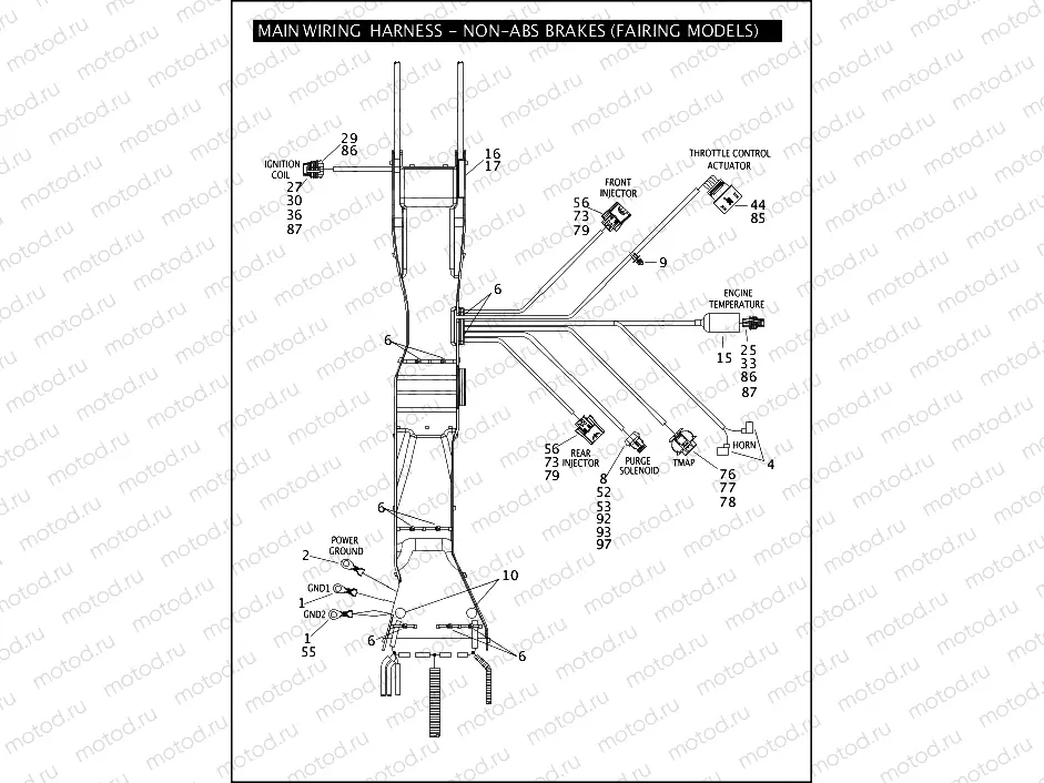 MAIN WIRING HARNESS - NON-ABS BRAKES (FAIRING MODELS) (2 OF 5)