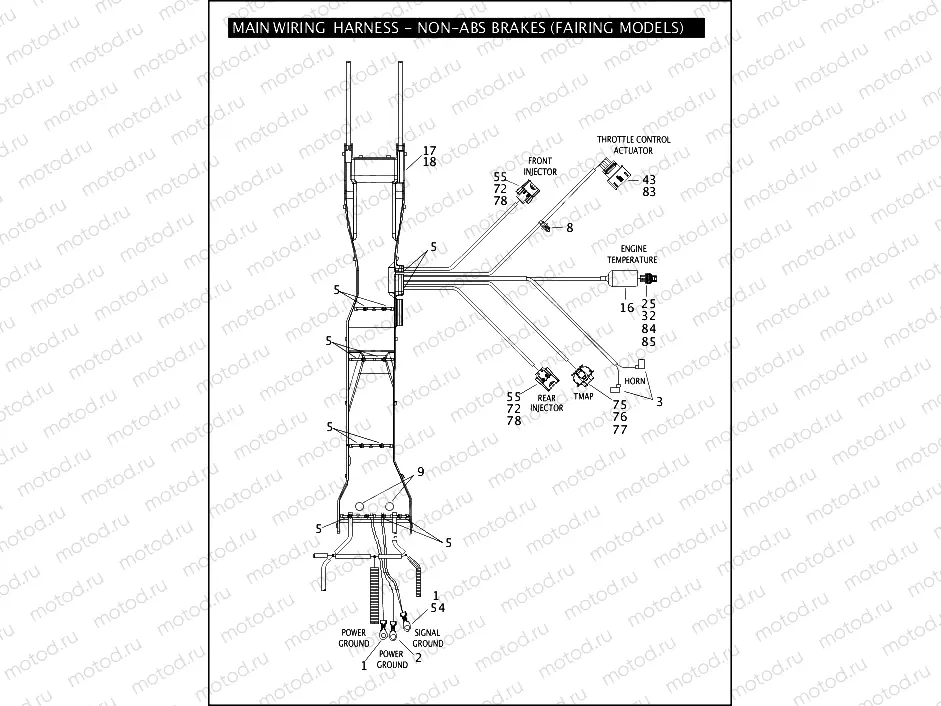 MAIN WIRING HARNESS - NON-ABS BRAKES (FAIRING MODELS) (2 OF 5)