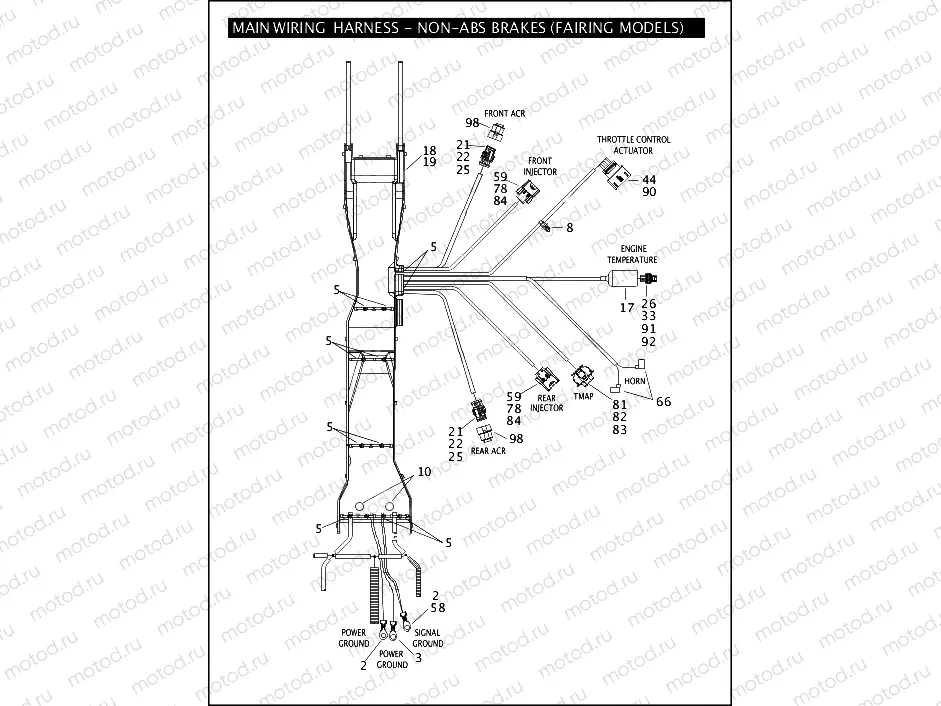 MAIN WIRING HARNESS - NON-ABS BRAKES (FAIRING MODELS) (2 OF 5)
