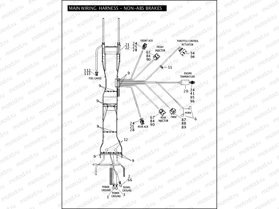 MAIN WIRING HARNESS - NON-ABS BRAKES - FLHP & FLHPE (2 OF 5)