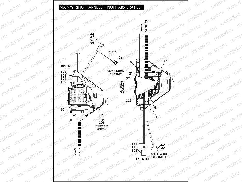 MAIN WIRING HARNESS - NON-ABS BRAKES - FLHP & FLHPE (4 OF 5)