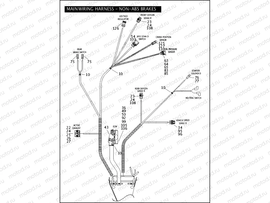 MAIN WIRING HARNESS - NON-ABS BRAKES - FLHP & FLHPE (CONTINUED)