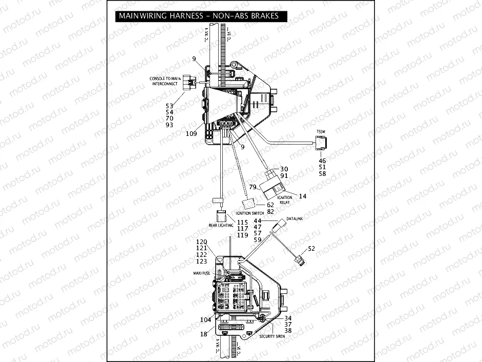 MAIN WIRING HARNESS - NON-ABS BRAKES - FLHP & FLHPE (CONTINUED)