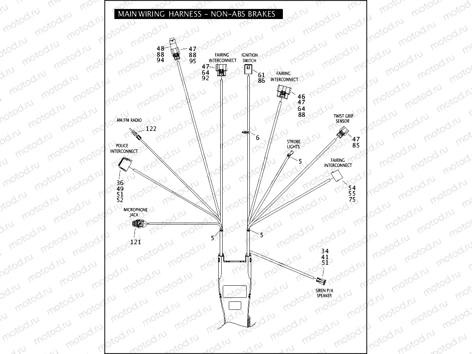 MAIN WIRING HARNESS - NON-ABS BRAKES - FLHTP (1 OF 5)