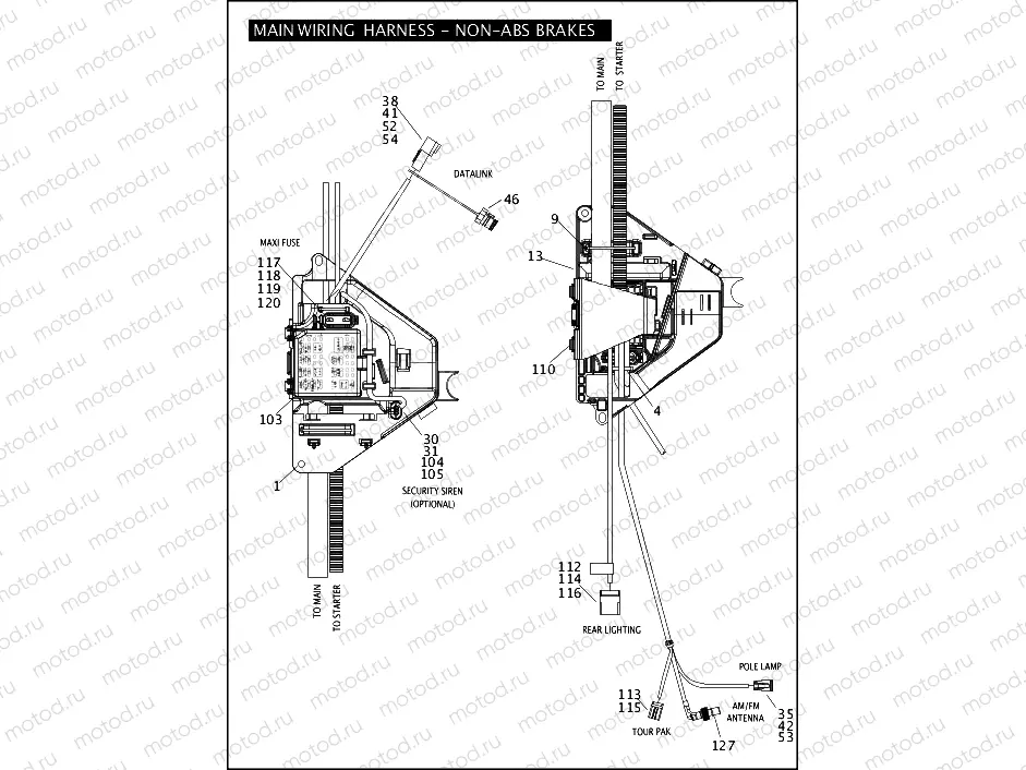 MAIN WIRING HARNESS - NON-ABS BRAKES - FLHTP (4 OF 5)