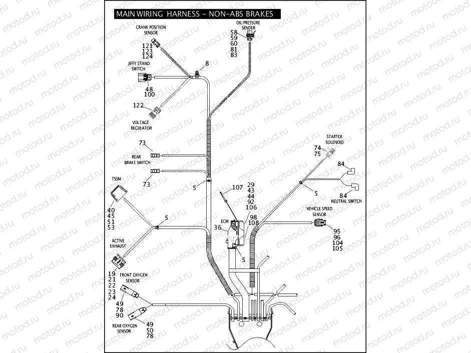 MAIN WIRING HARNESS - NON-ABS BRAKES - FLHTP (5 OF 5)