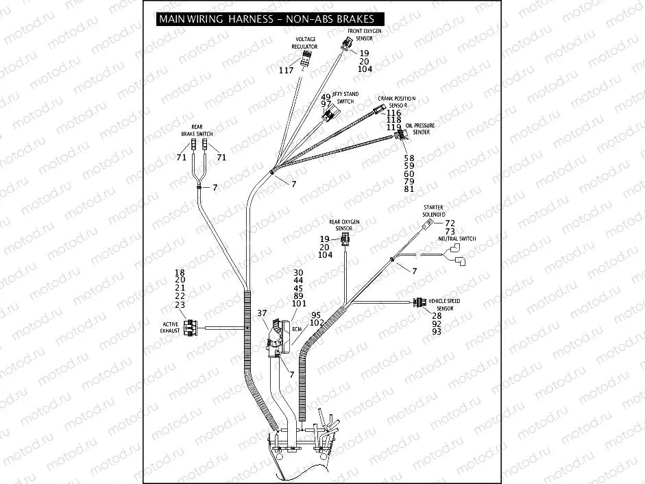MAIN WIRING HARNESS - NON-ABS BRAKES - FLHTP (CONTINUED)