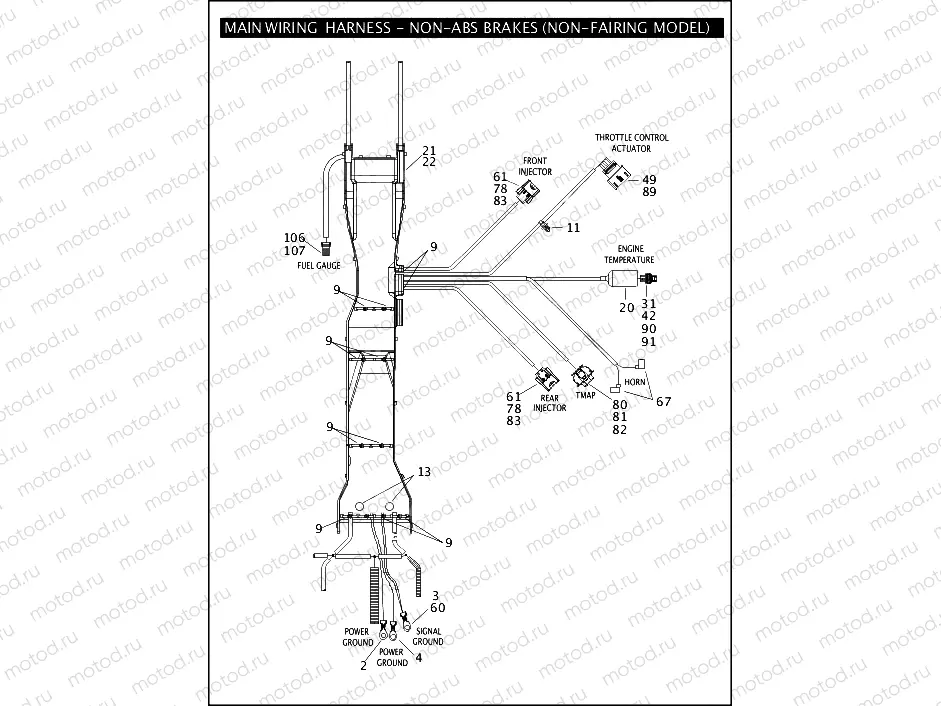 MAIN WIRING HARNESS - NON-ABS BRAKES (NON-FAIRING MODELS) (2 OF 5)