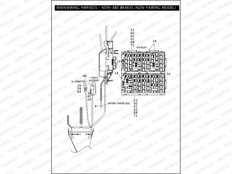 MAIN WIRING HARNESS - NON-ABS BRAKES (NON-FAIRING MODELS) (3 OF 5)
