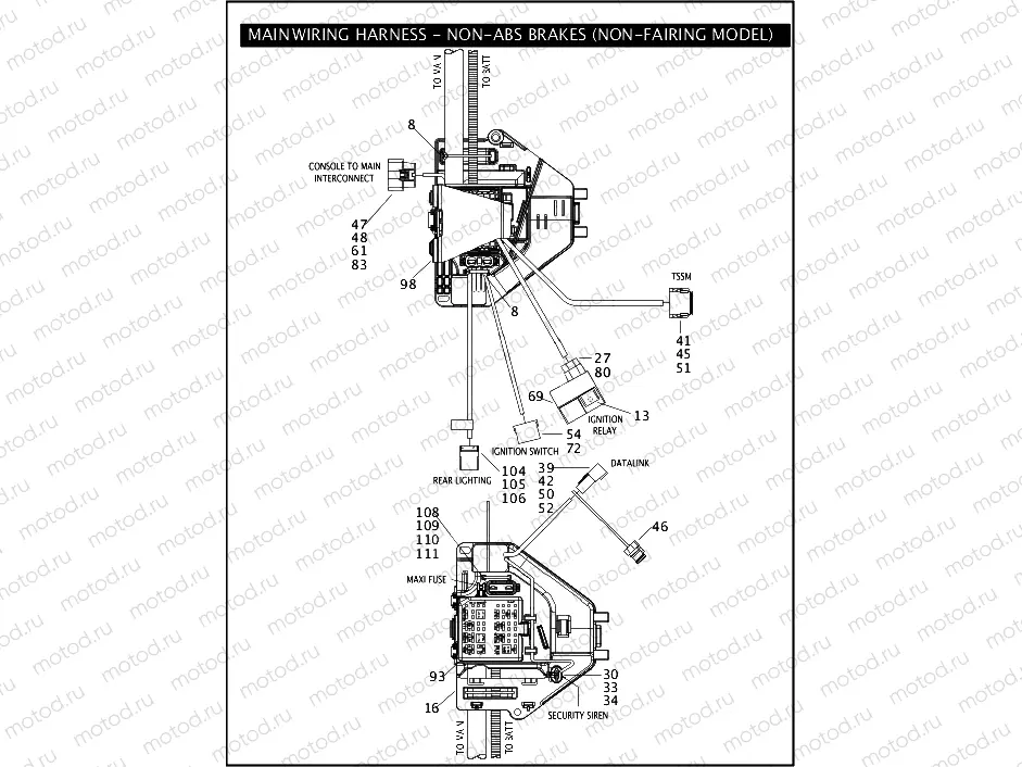 MAIN WIRING HARNESS - NON-ABS BRAKES (NON-FAIRING MODELS) (4 OF 5)