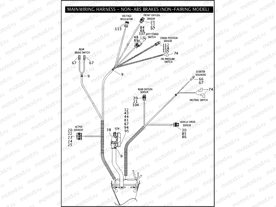 MAIN WIRING HARNESS - NON-ABS BRAKES (NON-FAIRING MODELS) (5 OF 5)