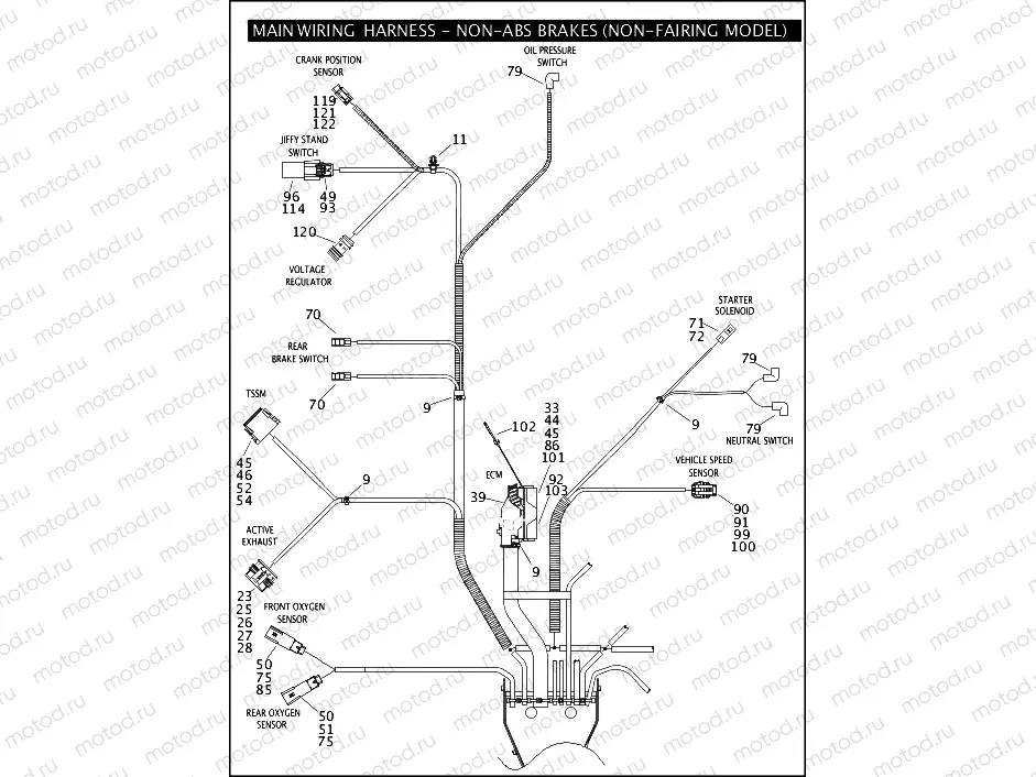 MAIN WIRING HARNESS - NON-ABS BRAKES (NON-FAIRING MODELS) (5 OF 5)