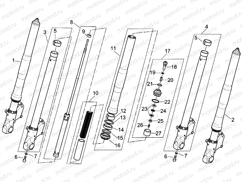 Marzocchi front fork - Hubs, sleeves