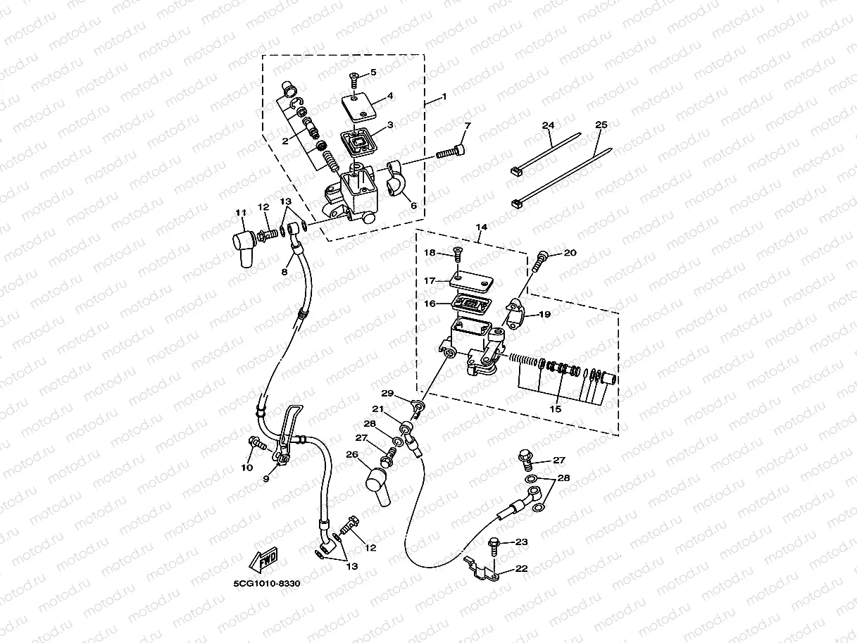 Master cylinder 1 (5CG1, 3)