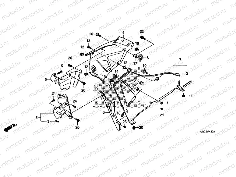 MIDDLE COWL / LOWER COWL (R.)