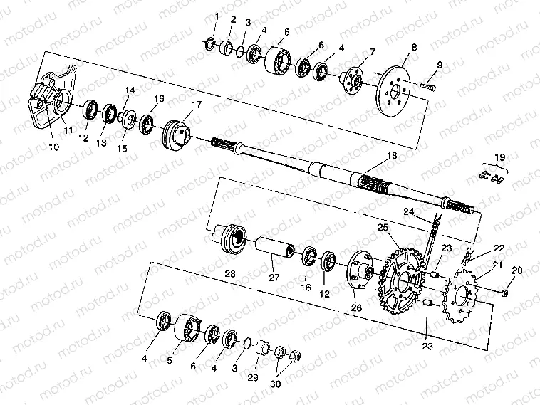 MIDDLE DRIVE ASSEMBLY 6X6 250 W938727 (4924092409024A) | MIDDLE DRIVE ASSEMBLY 6X6 250 W938727 (4924092409024A)