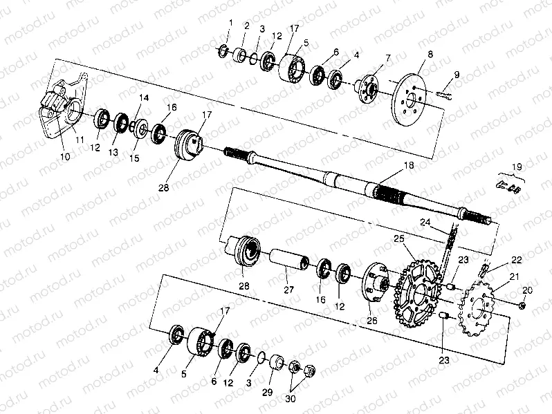 MIDDLE DRIVE ASSEMBLY 6x6 400L - U.S.  W958740 | MIDDLE DRIVE ASSEMBLY 6x6 400L - U.S.  W958740, SWEDISH  S958740 and NORWEG (4930273027C003)