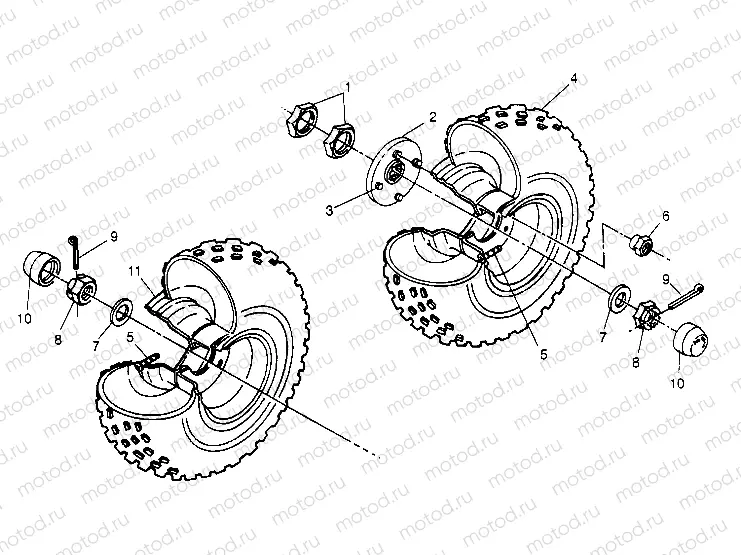 MIDDLE WHEEL ASSEMBLY 6x6 400L - U.S.  W958740 | MIDDLE WHEEL ASSEMBLY 6x6 400L - U.S.  W958740, SWEDISH  S958740 and NORWEG (4930273027C006)