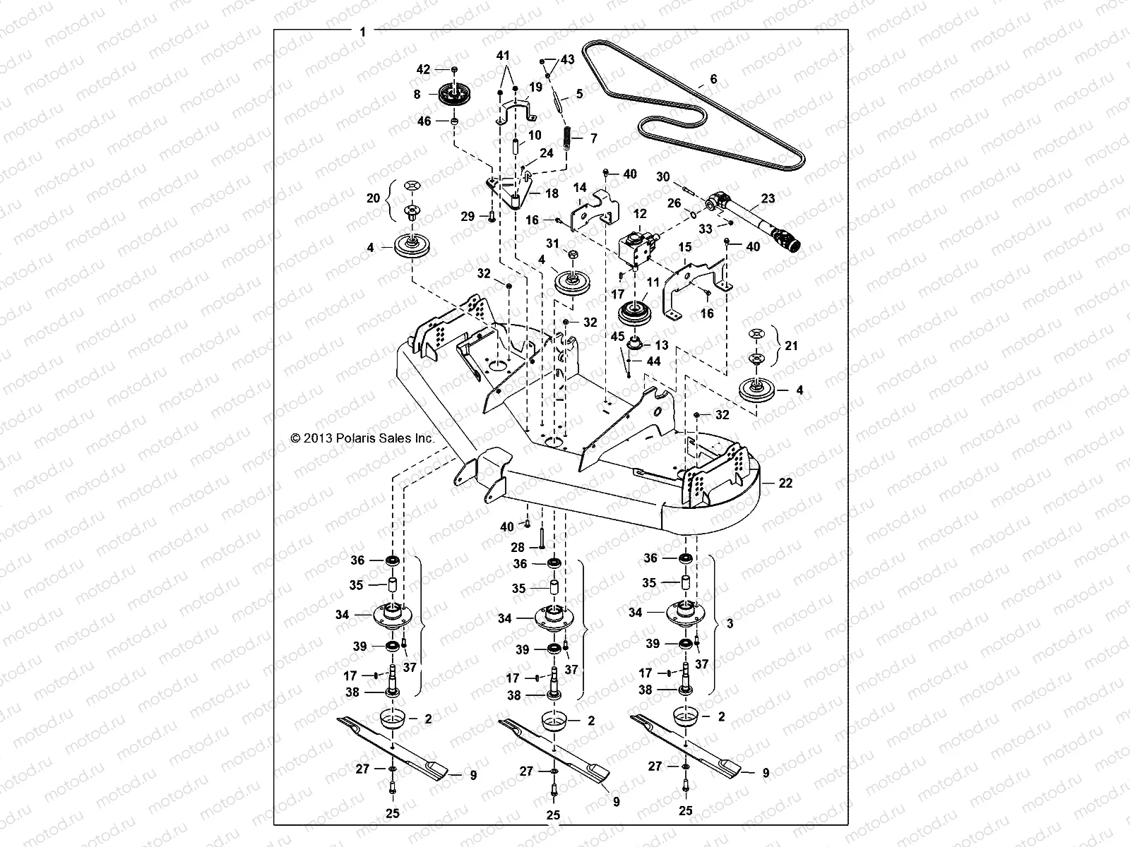 MOWER | MOWER, FRAME, BELT, PULLEYE AND BLADES - D163PD1AJ/B4-MWR (49BRUTUSDECK6849)