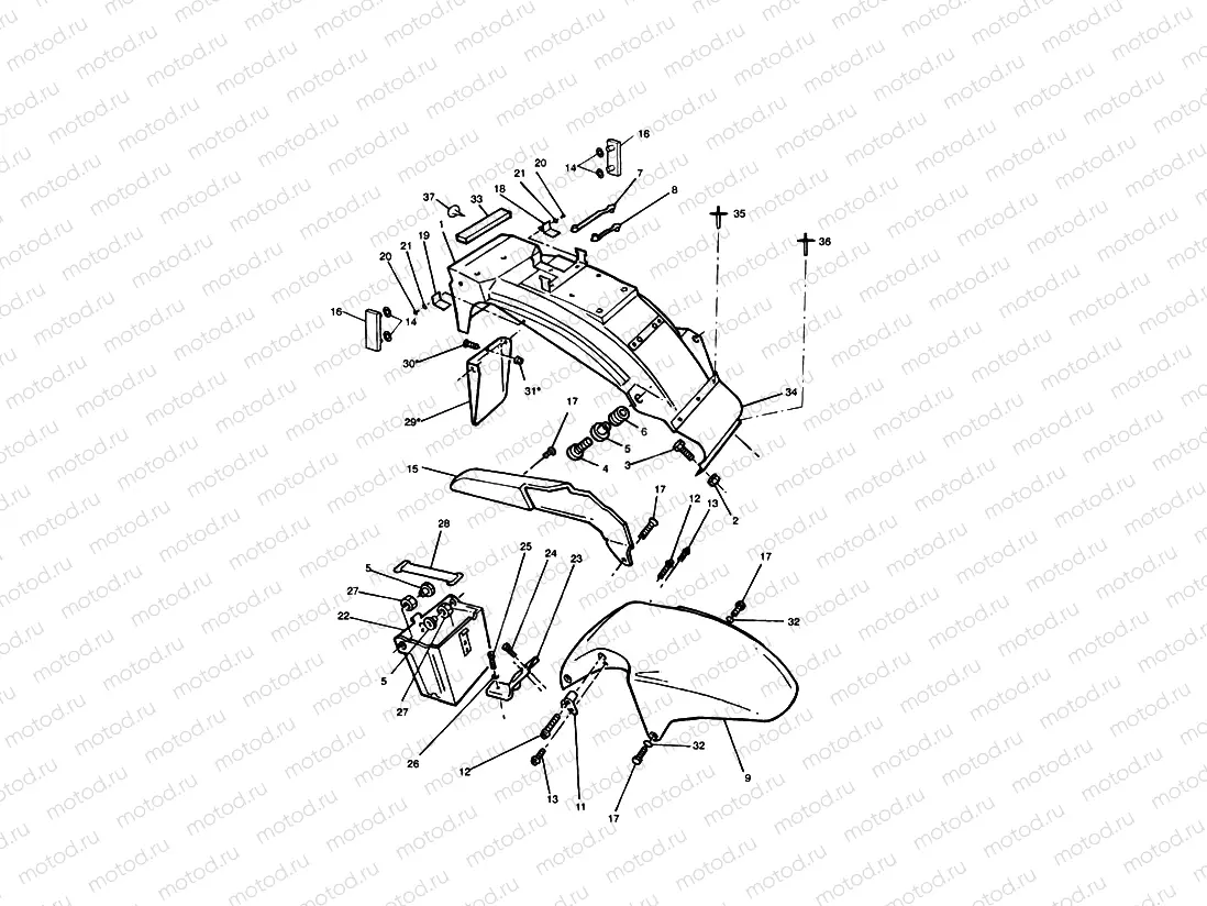 Mudguards, Chainguard & Battery Box