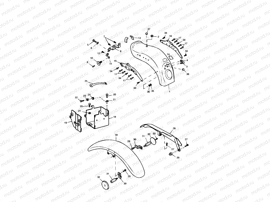 Mudguards, Chainguard & Battery Box