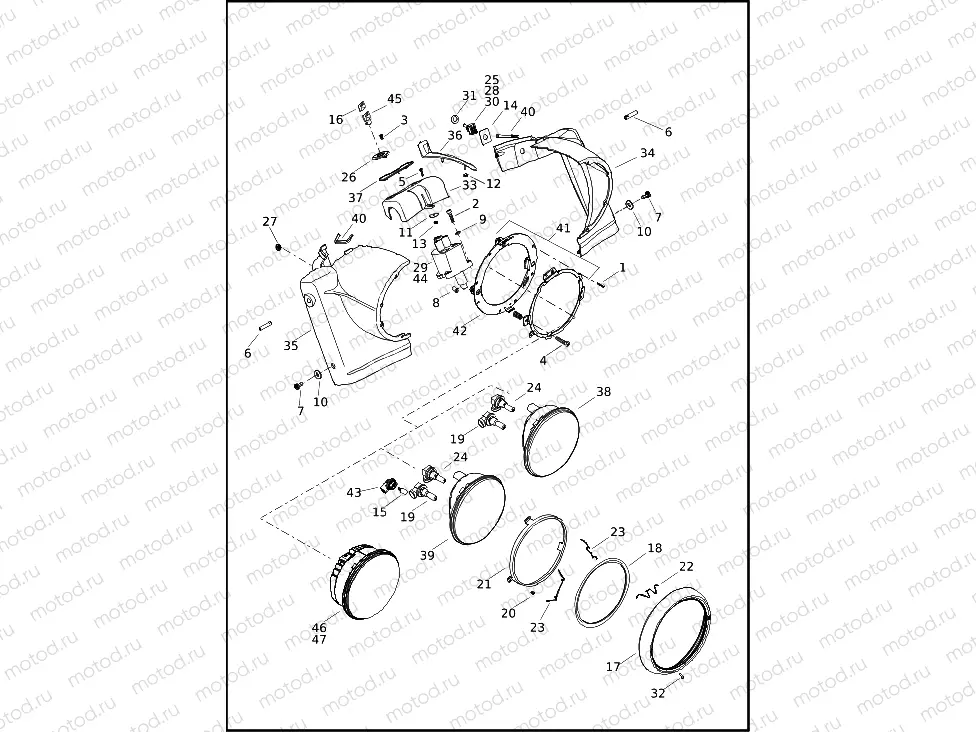 NACELLE AND HEADLAMP - FLHR AND FLHRXS (1 OF 2)