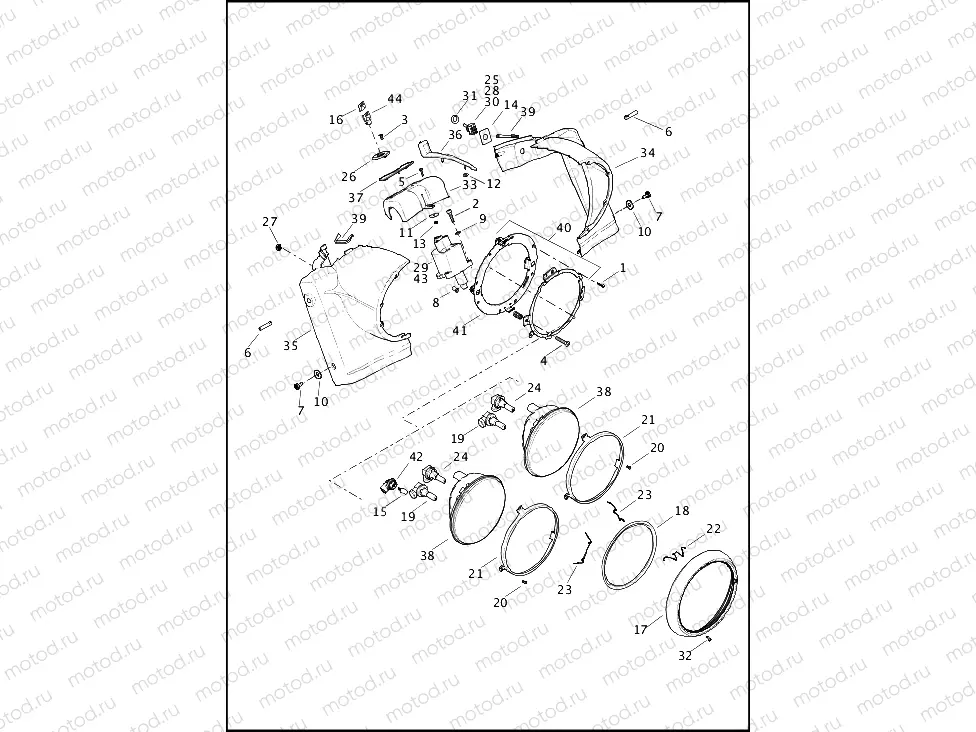 NACELLE AND HEADLAMP - FLHR, FLHRC AND FLHRXS (2 OF 2)