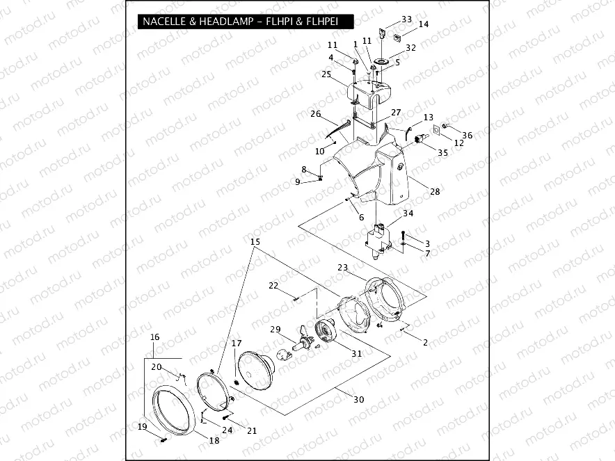NACELLE & HEADLAMP - FLHPI & FLHPEI