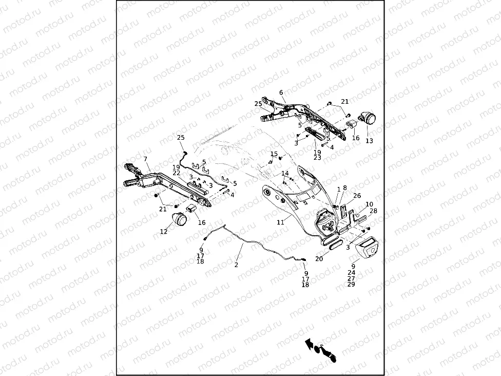 NON-DOMESTIC LICENSE PLATE BRACKET AND TURN SIGNALS, REAR