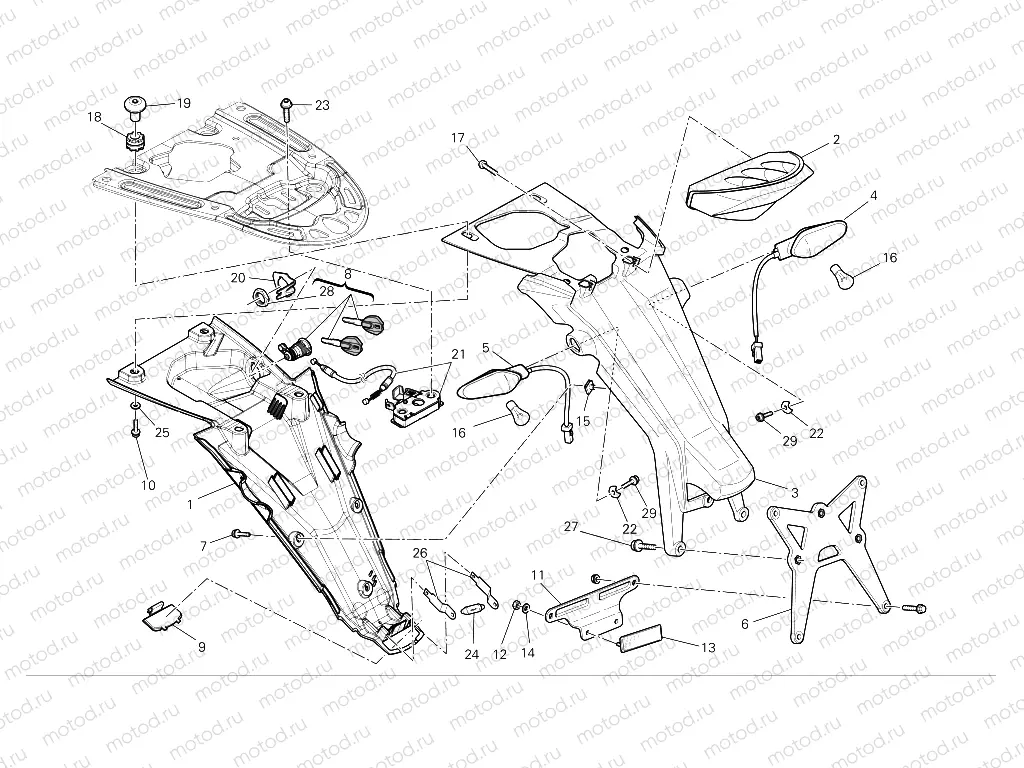 Number plate holder - tail light