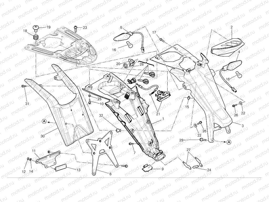 Number plate holder - tail light - (aus)