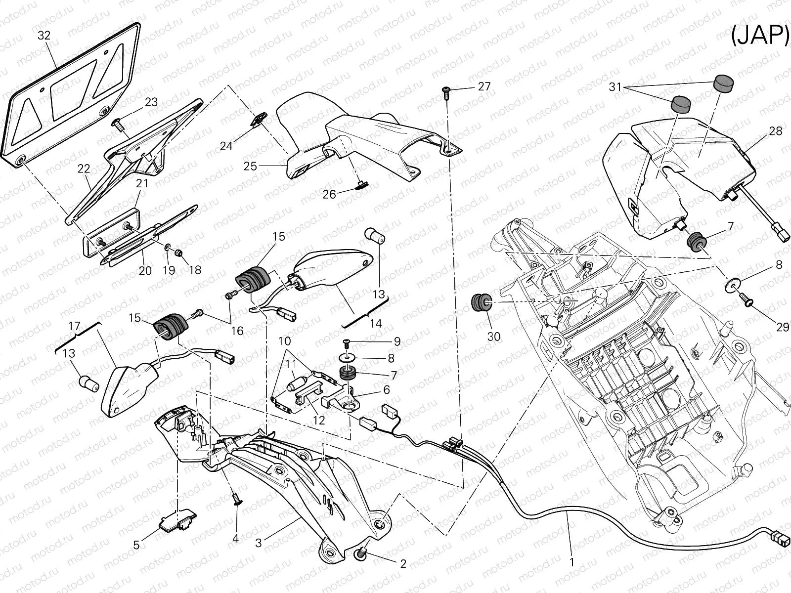 NUMBER PLATE HOLDER - TAIL LIGHT [MOD:HYM939SP;XST:JAP]