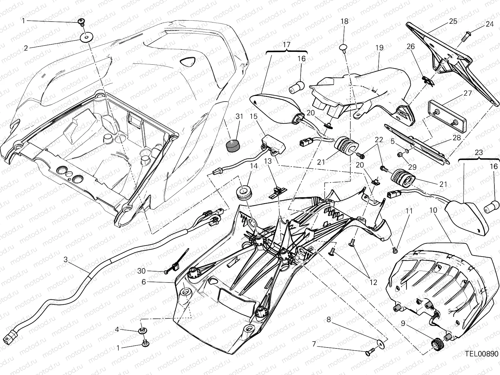 NUMBER PLATE HOLDER - TAIL LIGHT [MOD:MS1200SA;XST:EUR,FRA]