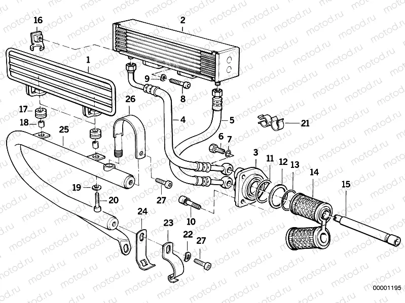 Oil cooler installation set/single parts