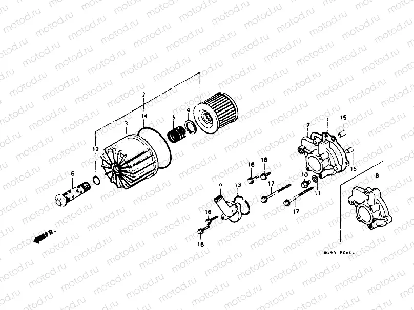 Oil filter - Water pump cover
