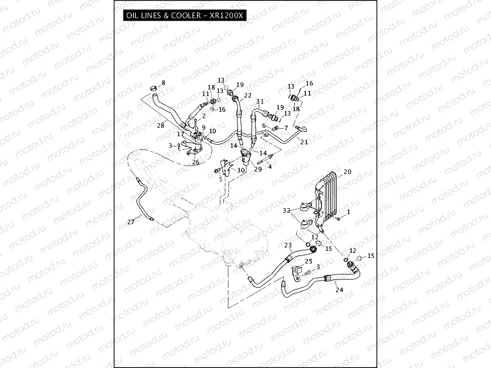 OIL LINES & COOLER - XR1200X