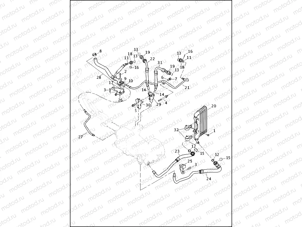 OIL LINES & COOLER - XR1200X