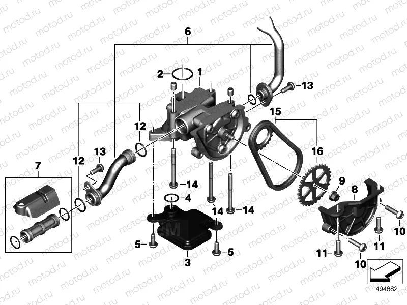 OIL PUMP WITH FILTER SCREEN AND DRIVE