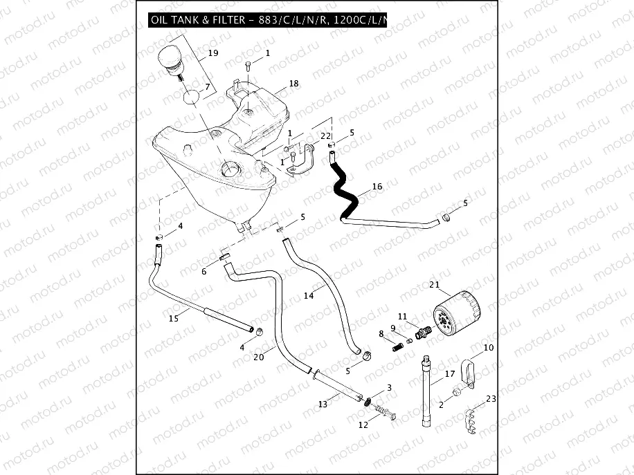 OIL TANK & FILTER - 883/C/L/N/R, 1200C/L/N/R