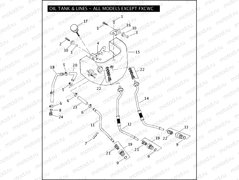 OIL TANK & LINES - ALL MODELS EXCEPT FXCWC