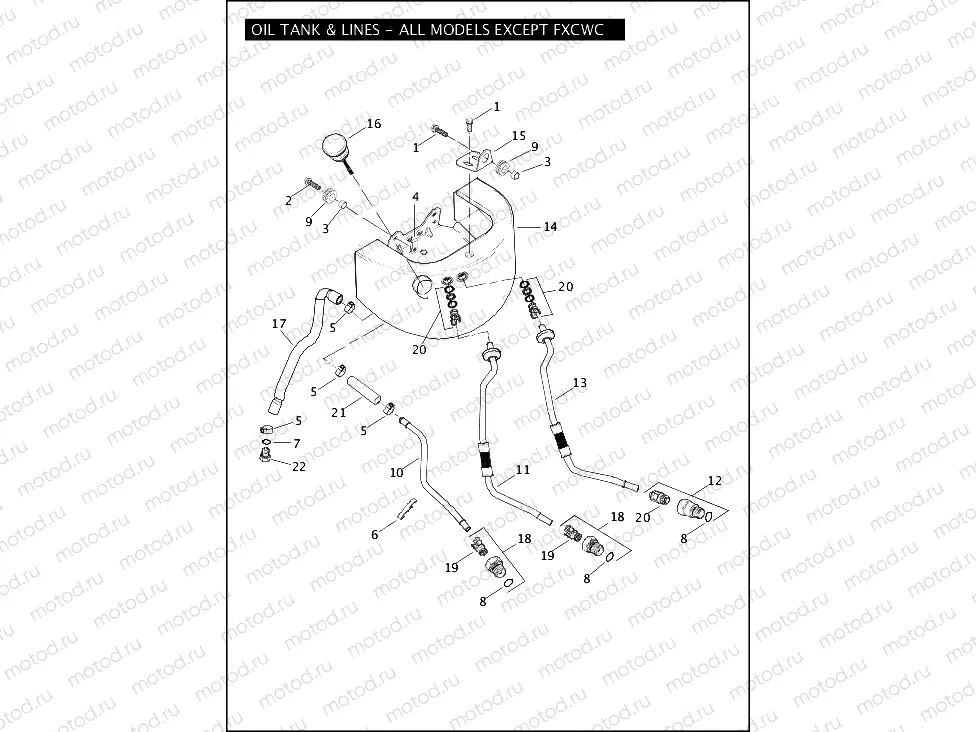 OIL TANK & LINES - ALL MODELS EXCEPT FXCWC