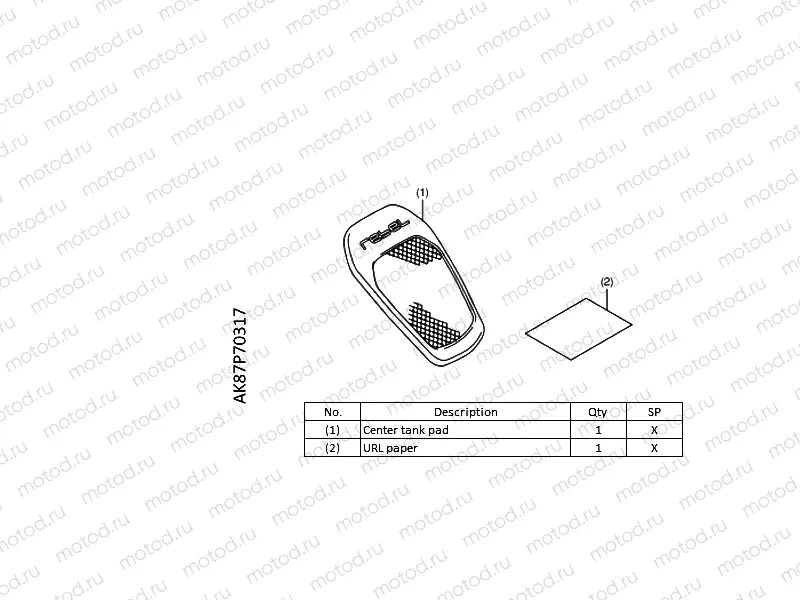 P70-21-37 KIT,TANK PAD CENTER