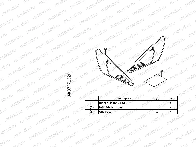 P71-21-30 KIT,TANK PAD SIDE
